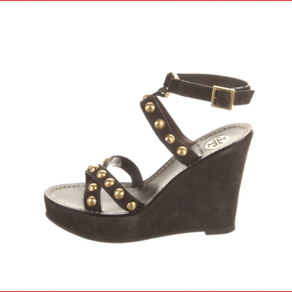Tory Burch Women’s Brown Suede Wedge Sandals Size 7 1/2 M.